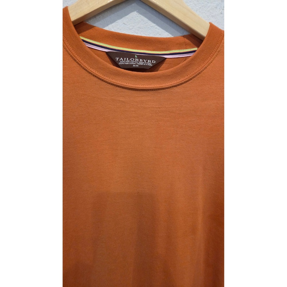 Tailorbyrd Shirt Pima Cotton Long Sleeve Crew Neck Regular Orange Preppy Men M - Picture 11 of 12